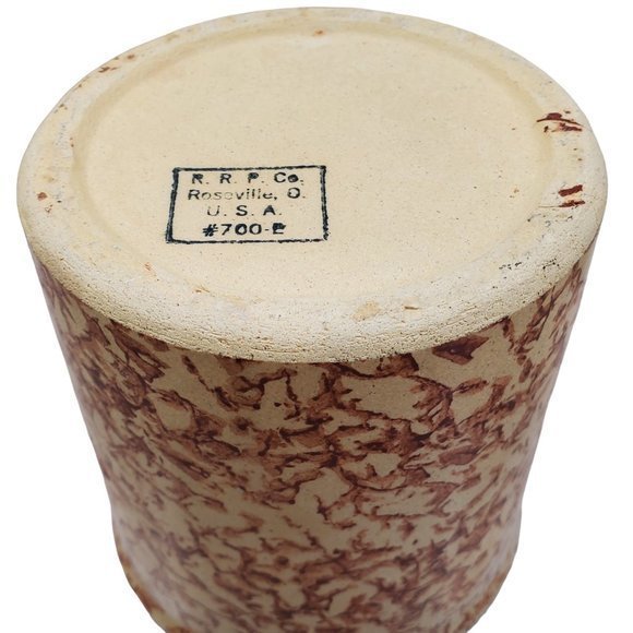 Robinson Ransbottom Roseville OH Brown Spongeware Crock Pottery 700-E 5.25" x 5" - Picture 5 of 10